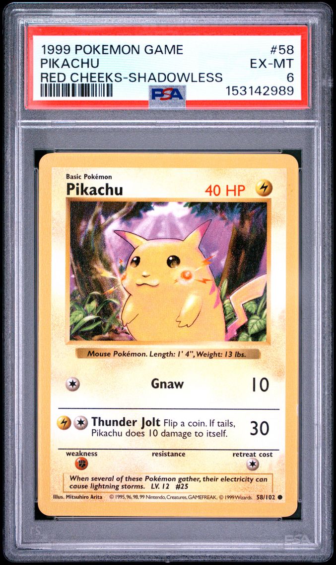 1999 #58 Pikachu PSA 6 Game