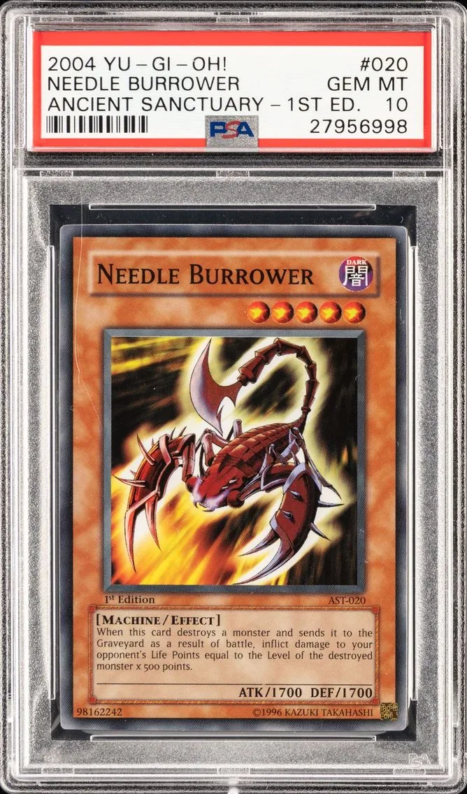 2004 YU-GI-OH ANCIENT SANCTUARY 1ST EDITION NEEDLE BURROWER AST-EN020 PSA 10