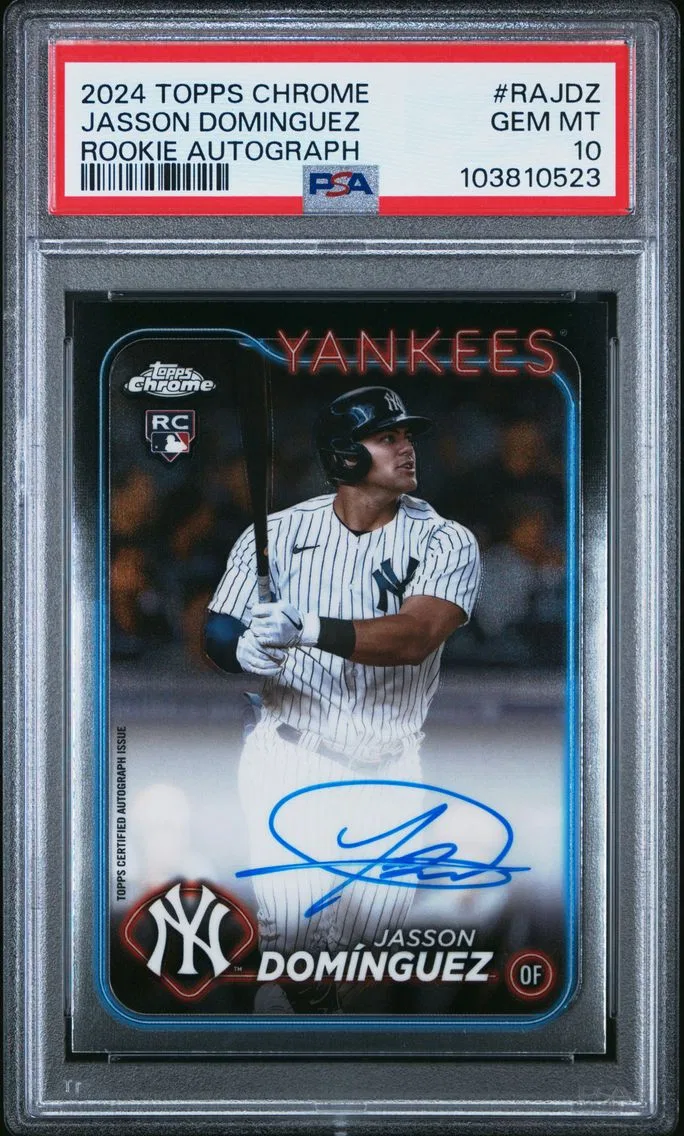 2024 #RAJDZ Jasson Dominguez PSA 10 Topps Chrome Rookie Autographs