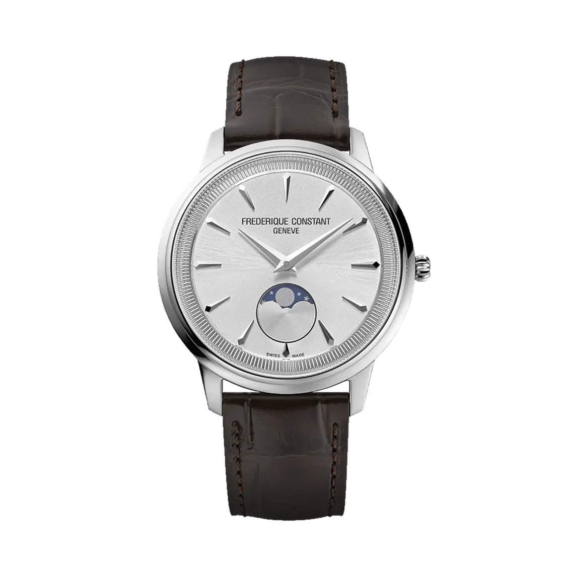Frederique Constant Classics Moneta Moonphase 37mm - Silver on Leather Strap
