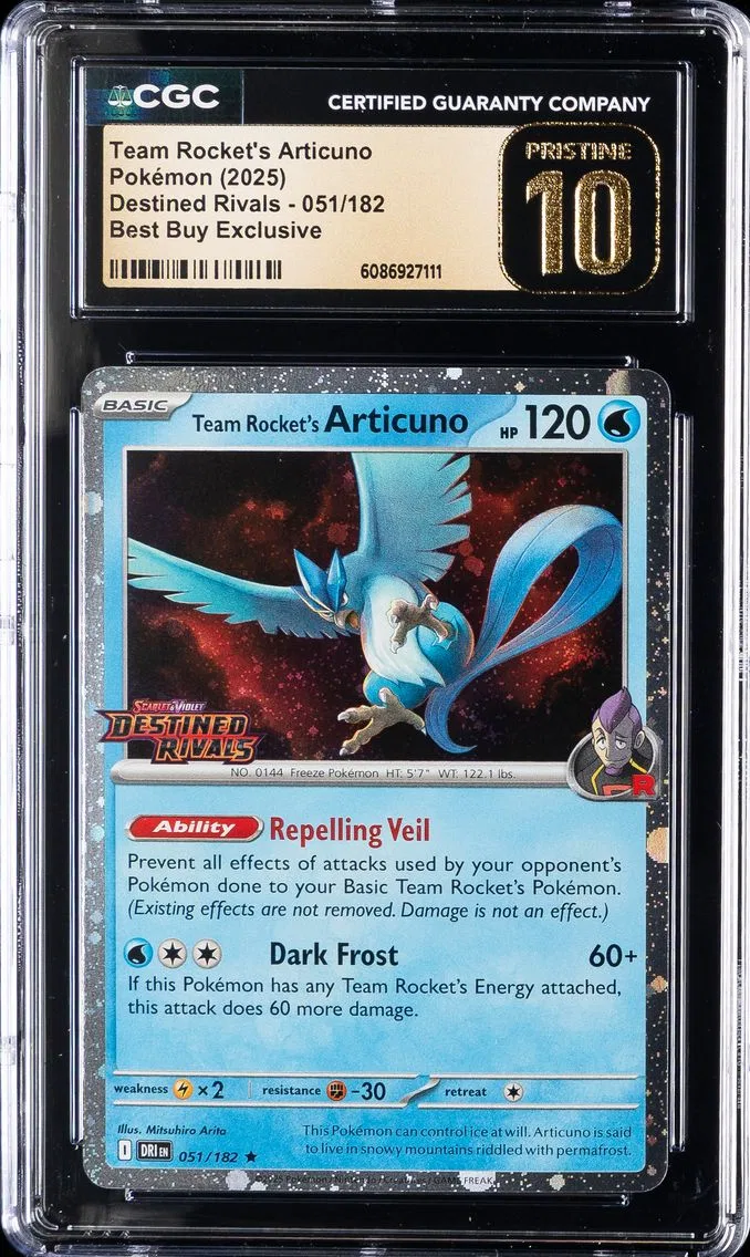 2025 #051 Team Rocket's Articuno CGC 10 Pristine Dri EN-Destined Rivals Pokemon