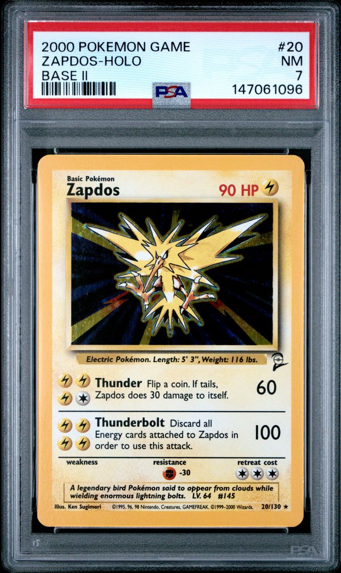 2000 #20 Zapdos-Holo PSA 7 Game Base II Pokemon