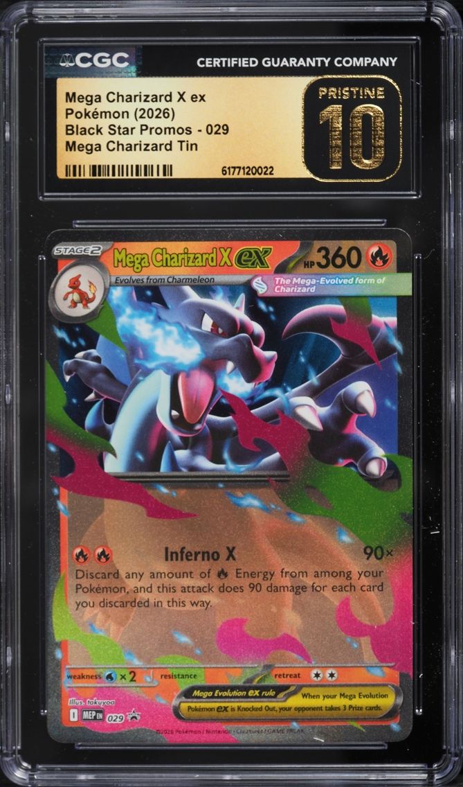2026 Pokemon Mega Evolution Promo Tin Mega Charizard X Ex #29 CGC 10 PRISTINE