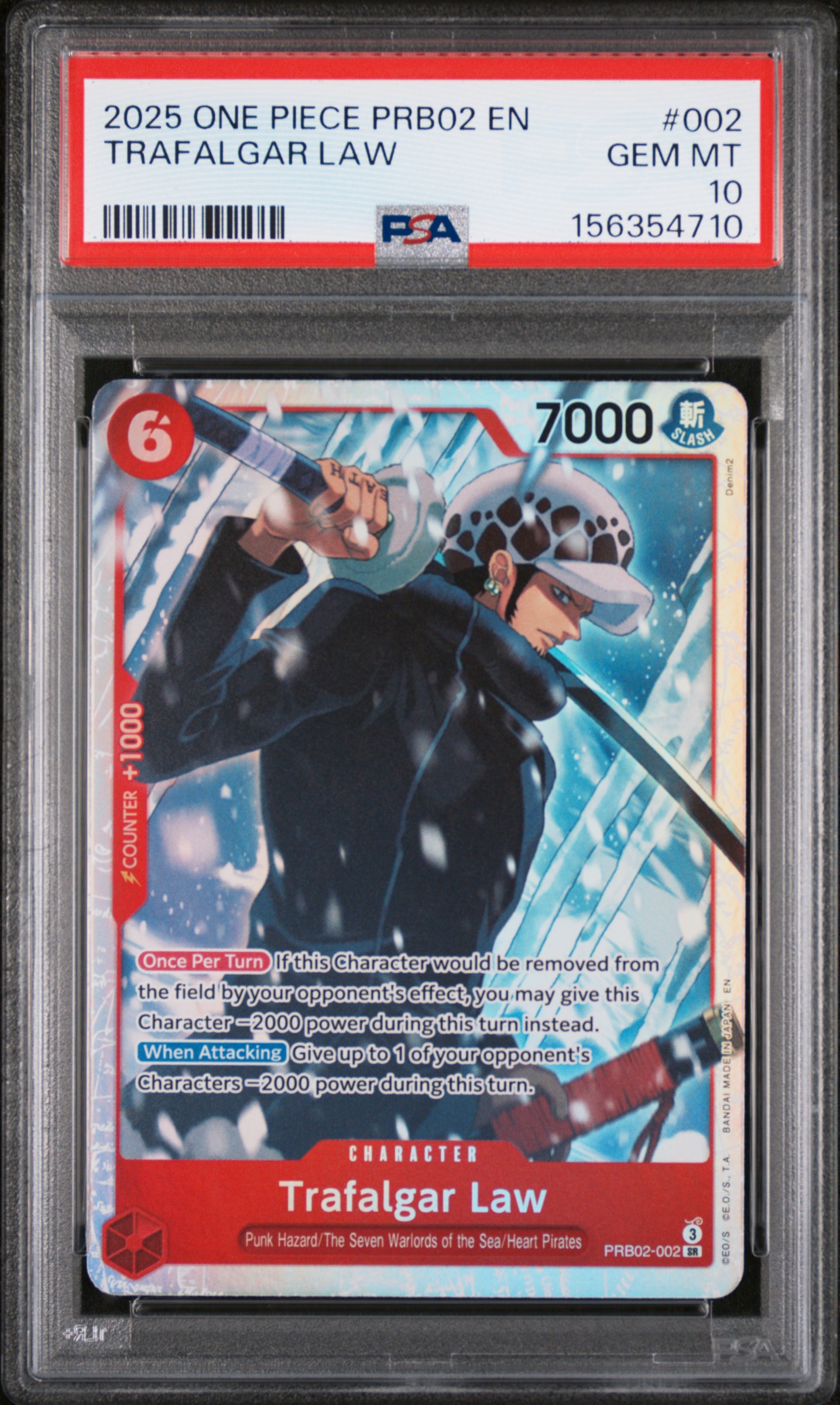 2025 #002 Trafalgar Law PSA 10 One Piece Prb02-Premium Booster -One Piece Card The Best- Vol.2