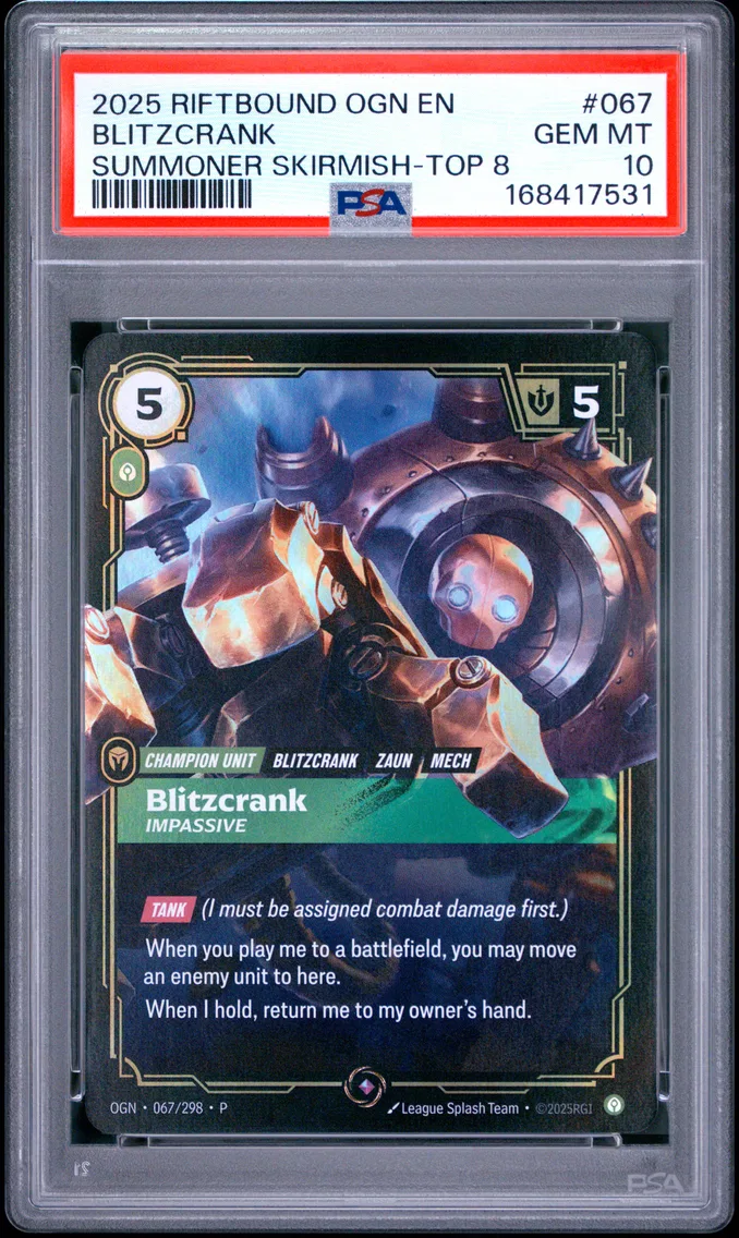 2025 #067 Blitzcrank - Impassive PSA 10 Riftbound: League of Legends Ogn-Origins