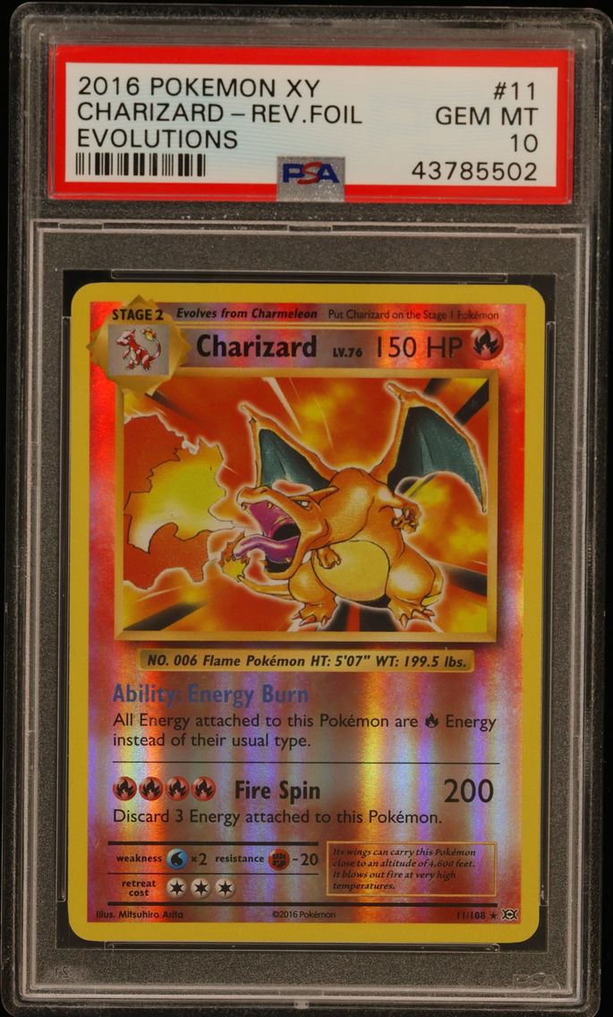 2016 #11 Charizard-Reverse Foil PSA 10 XY Evolutions