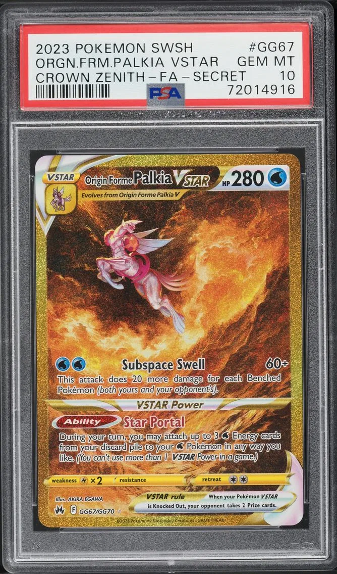 2023 #GG67 SWORD & SHIELD CROWN ZENITH SECRET ORIGIN FORME PALKIA VSTAR PSA 10 POKEMON