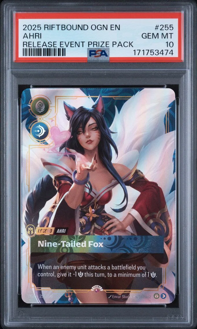 2025 #255 Ahri - Nine-Tailed Fox PSA 10 Riftbound: League of Legends Ogn-Origins