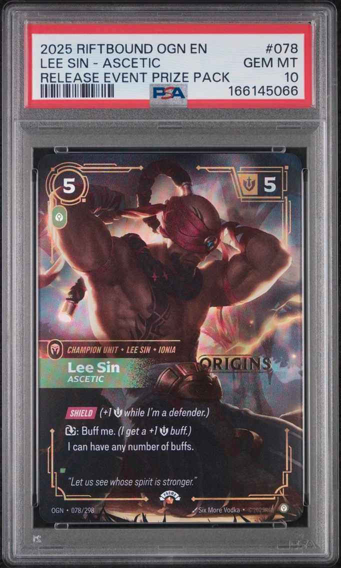 2025 #078 Lee Sin - Ascetic PSA 10 Riftbound: League of Legends Ogn-Origins