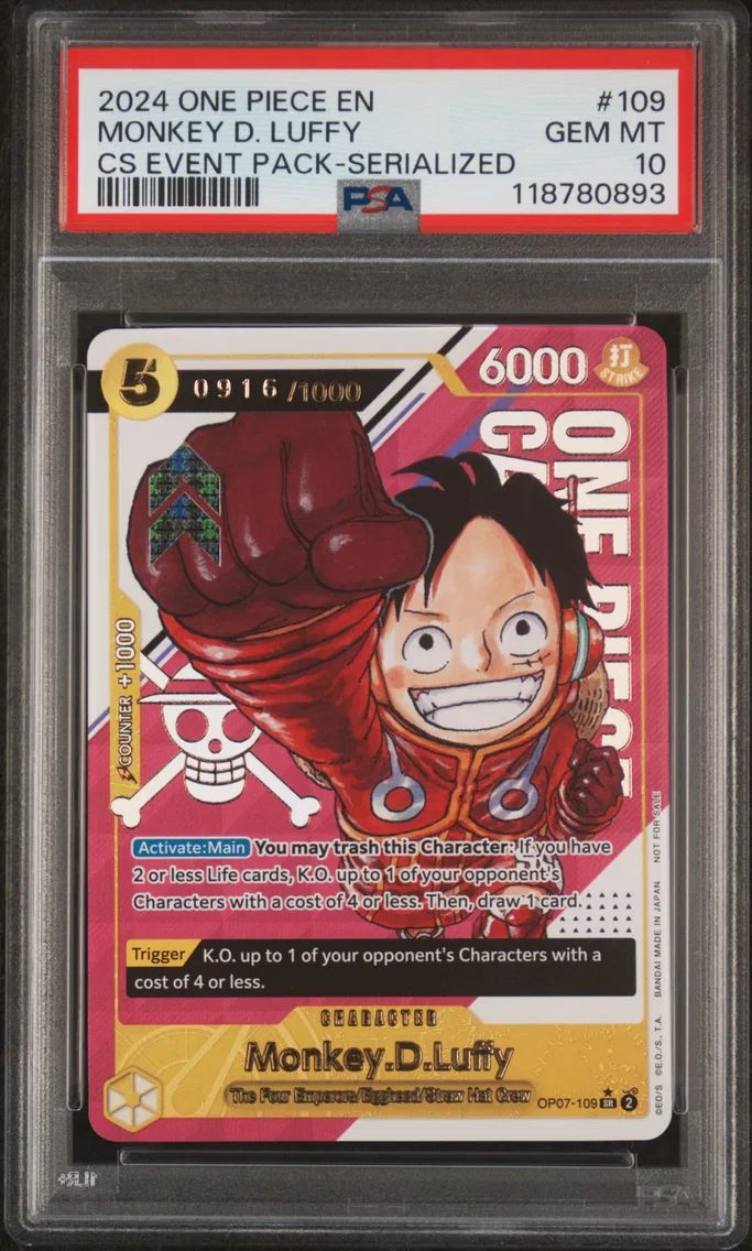 2024 #109 Monkey D. Luffy PSA 10 One Piece Championship 2024 Event Pack