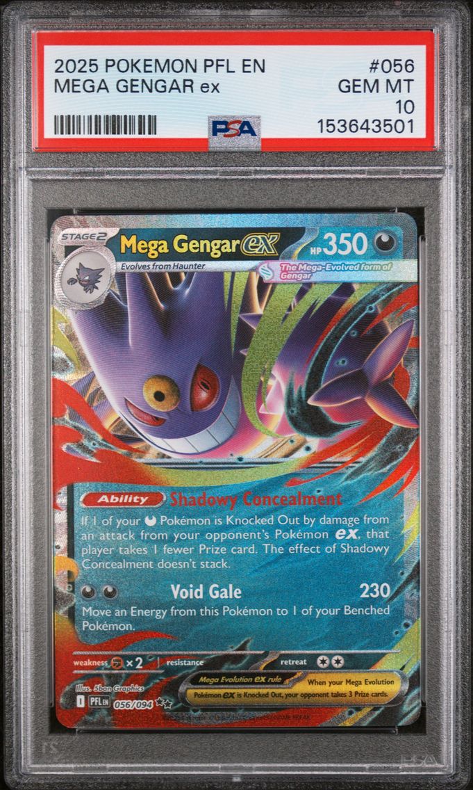 2025 #056 Mega Gengar EX PSA 10 Pfl EN-Phantasmal Flames