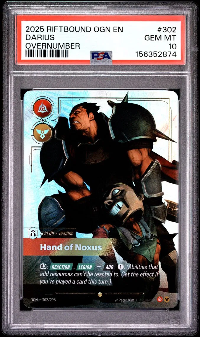 2025 #302 Darius - Hand of Noxus PSA 10 Riftbound: League of Legends Ogn-Origins