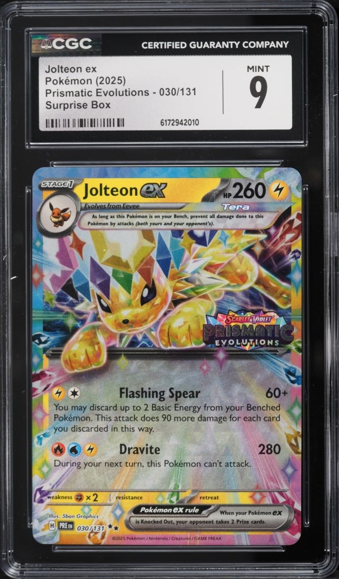 2025 Pokemon Scarlet & Violet Prismatic Evolutions Surprise Box Holo Jolteon Ex #30 CGC 9 MINT