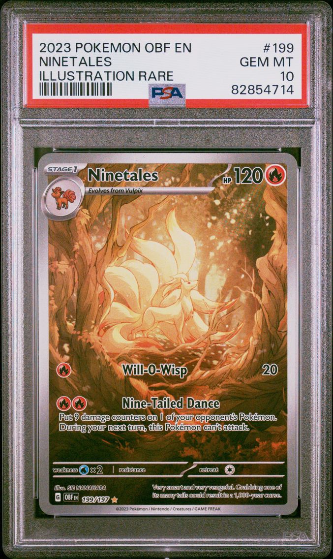 2023 #199 Ninetales PSA 10 Obf EN-Obsidian Flames