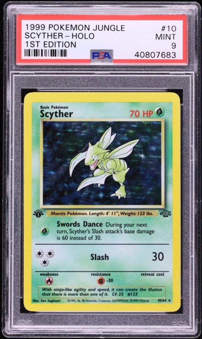 1999 #10 Scyther PSA 9 Pokemon Jungle 1st Edition Holo