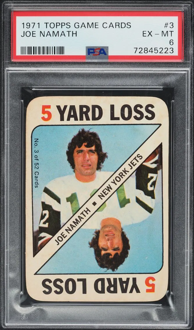 1971 TOPPS GAME CARDS JOE NAMATH #3 PSA 6 EXMT