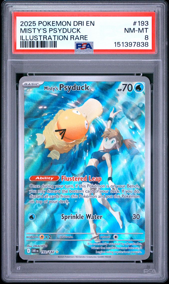 2025 #193 Misty's Psyduck PSA 8 Dri EN-Destined Rivals