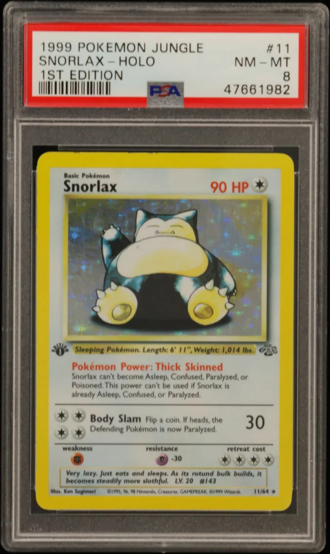 1999 Pokemon Jungle Snorlax-Holo 1st Edition Jungle #11 PSA 8