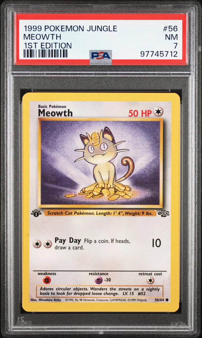 1999 #56 Meowth 1st Edition PSA 7 Jungle