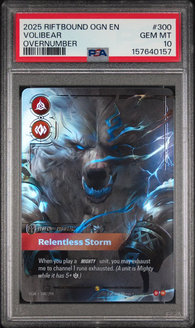 2025 #300 Volibear - Relentless Storm PSA 10 Riftbound: League of Legends Ogn-Origins