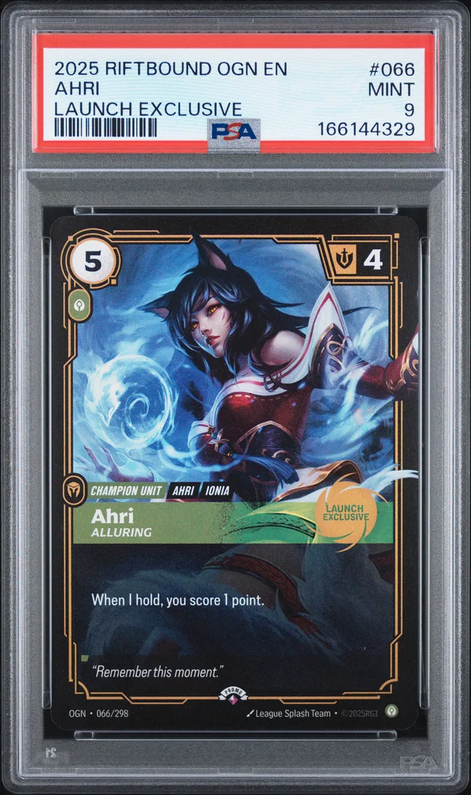 2025 #066 Ahri - Alluring PSA 9 Riftbound: League of Legends Ogn-Origins