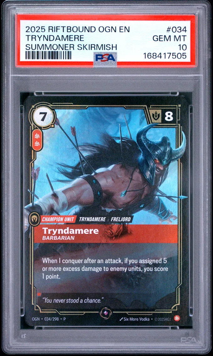 2025 #034 Tryndamere - Barbarian PSA 10 Riftbound: League of Legends Ogn-Origins