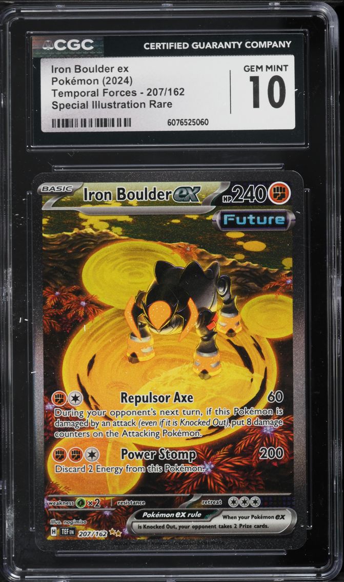 2024 #207 Iron Boulder EX CGC 10 Tef EN-Temporal Forces Pokemon