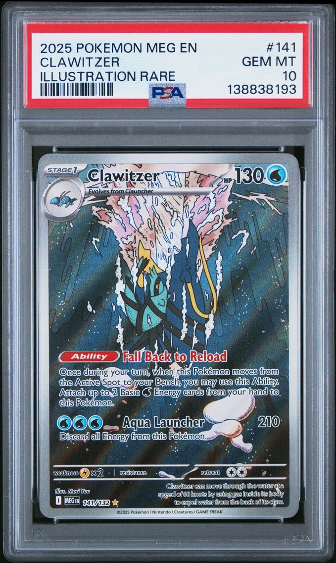 2025 #141 Clawitzer PSA 10 Meg EN-Mega Evolution Pokemon