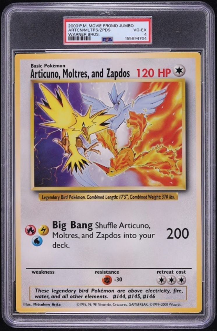 2000 #NA Game Movie Warner Bros. Articuno Moltres Zapdos VGEX PSA 4 Pokemon