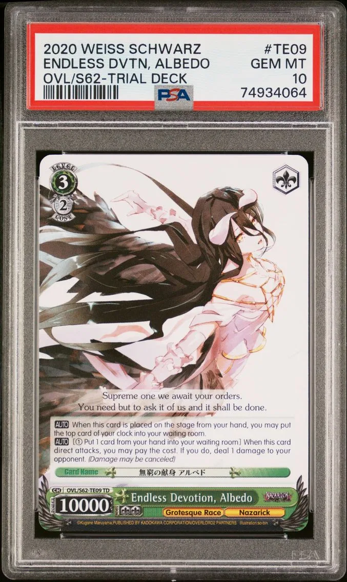 2020 #TE09 Endless Devotion, Albedo PSA 10 Weiss Schwarz Nazarick: Tomb of the Undead