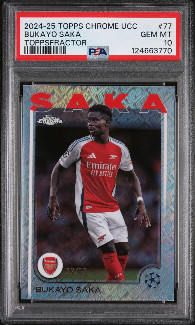 2024 #77 Bukayo Saka PSA 10 Topps Chrome UEFA Club Competitions