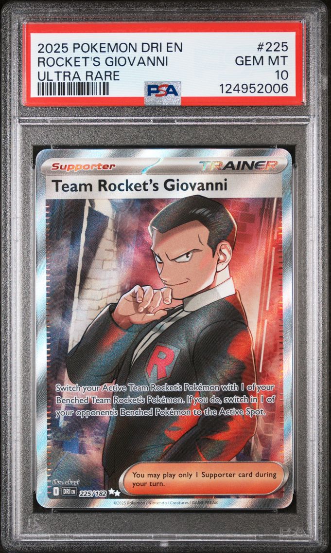 2025 #225 Team Rocket's Giovanni PSA 10 Dri EN-Destined Rivals Pokemon