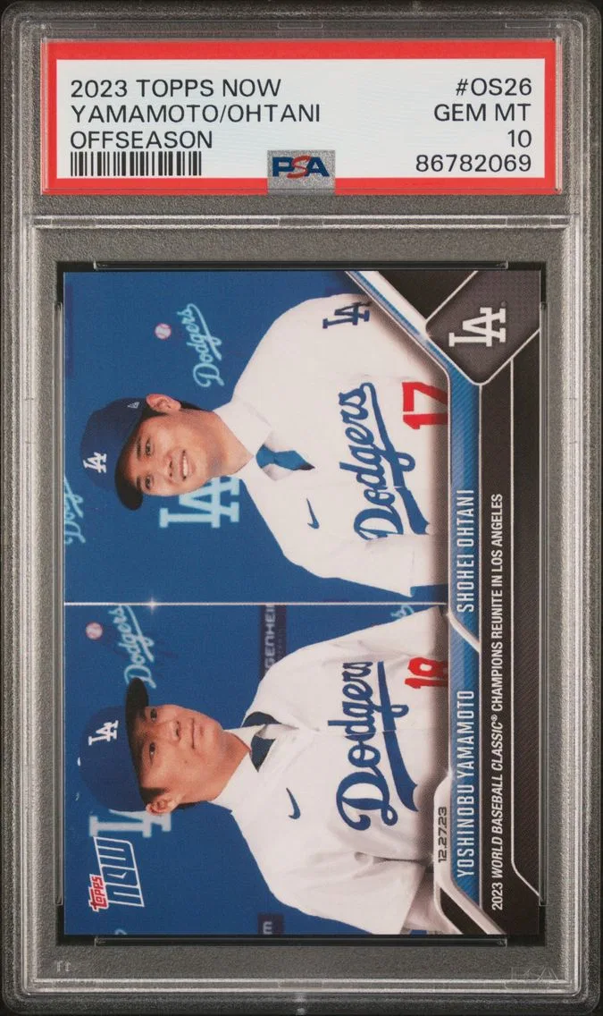 2023 #OS26 Shohei Ohtani/Yoshinobu Yamamoto PSA 10 Topps Now Offseason