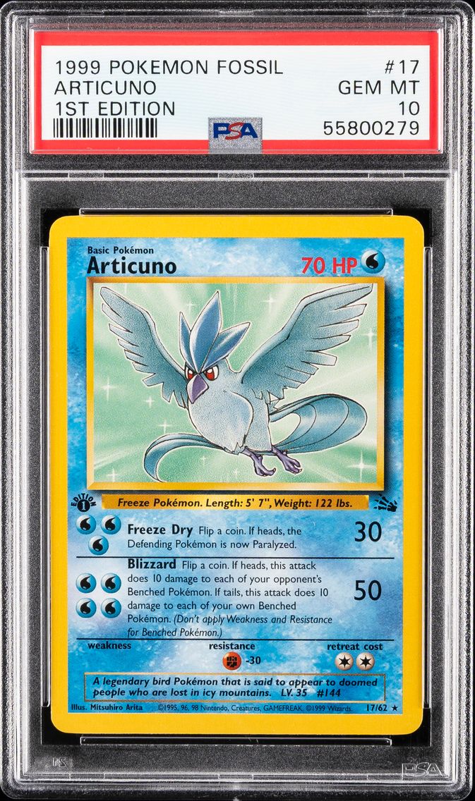 1999 #17 Articuno 1st Edition PSA 10 Fossil Pokemon