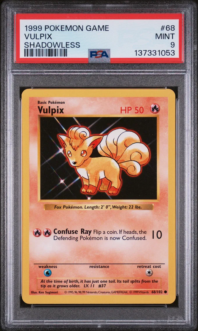 1999 #68 Vulpix Shadowless PSA 9 Game