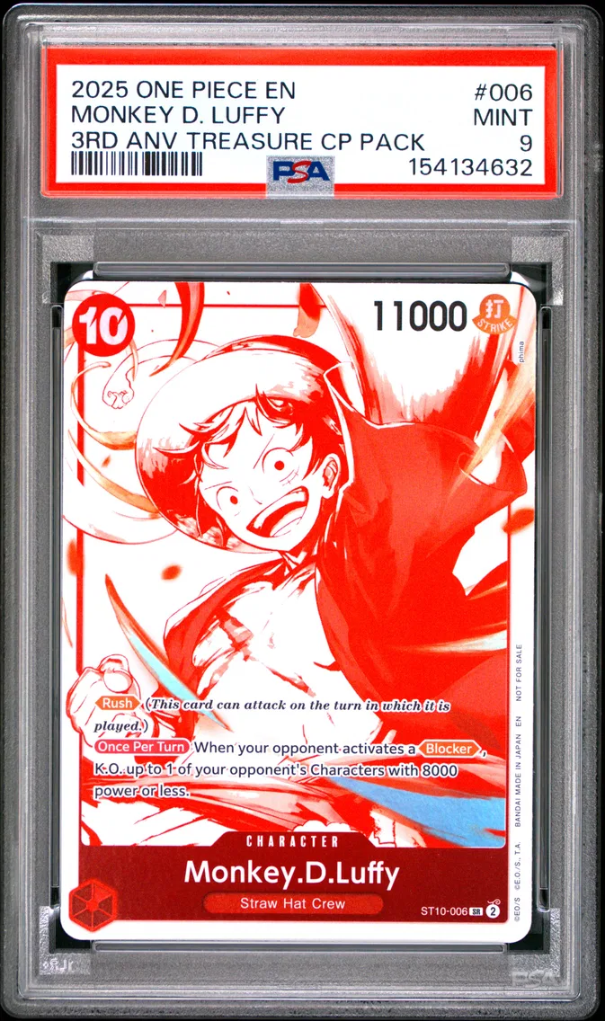 2025 #006 Monkey D. Luffy PSA 9 One Piece 3rd Anniversary! One Piece Card Treasure Campaign Pack
