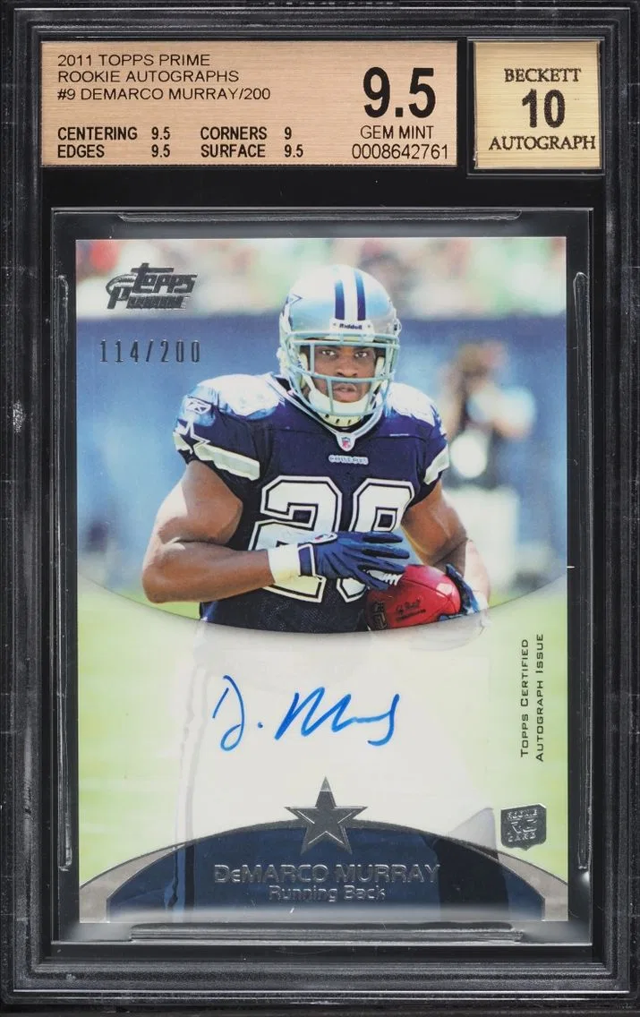 2011 Topps Prime Demarco Murray ROOKIE AUTO /200 #9 BGS 9.5 GEM MINT