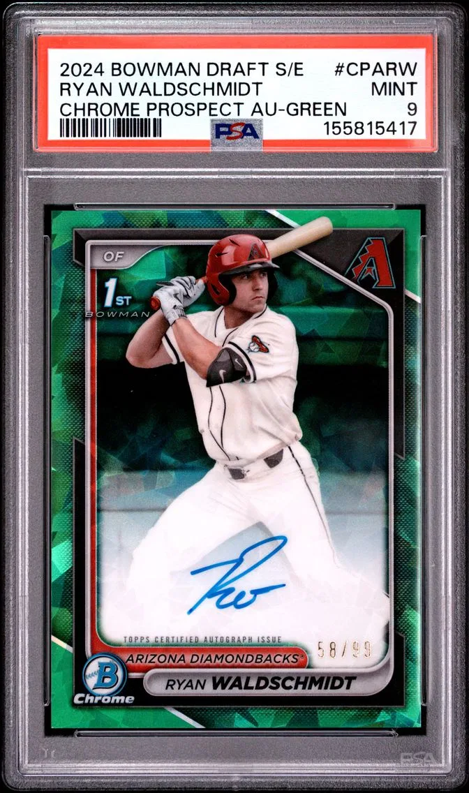 2024 #CPARW Ryan Waldschmidt PSA 9 Bowman Draft Sapphire Edition Chrome Sapphire Prospect Autographs