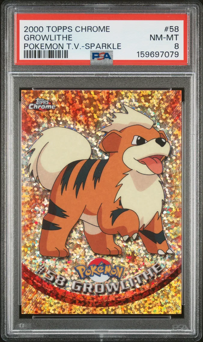 2000 #58 Growlithe Sparkle PSA 8 Topps Chrome  T.V.