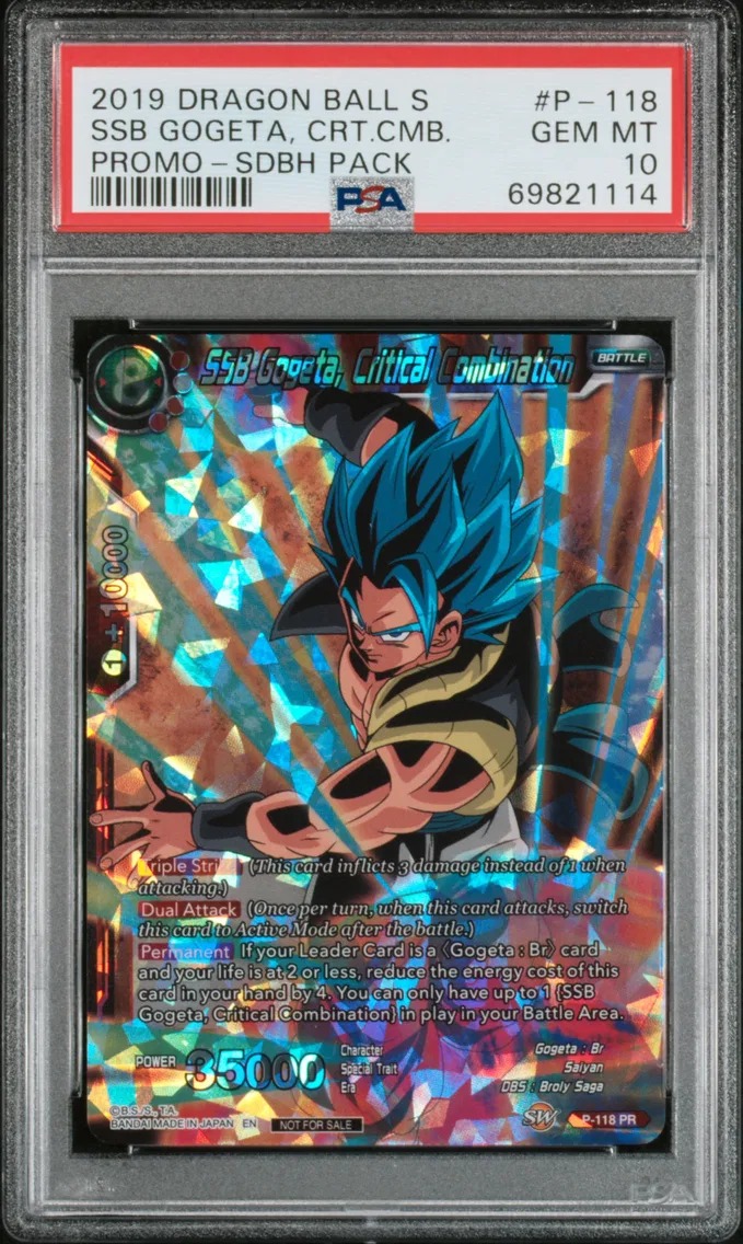 2019 #P-118 SSB Gogeta, Critical Combination PSA 10 Dragon Ball Super Card Game Super Dragon Ball Heroes World Mission Pre-Order