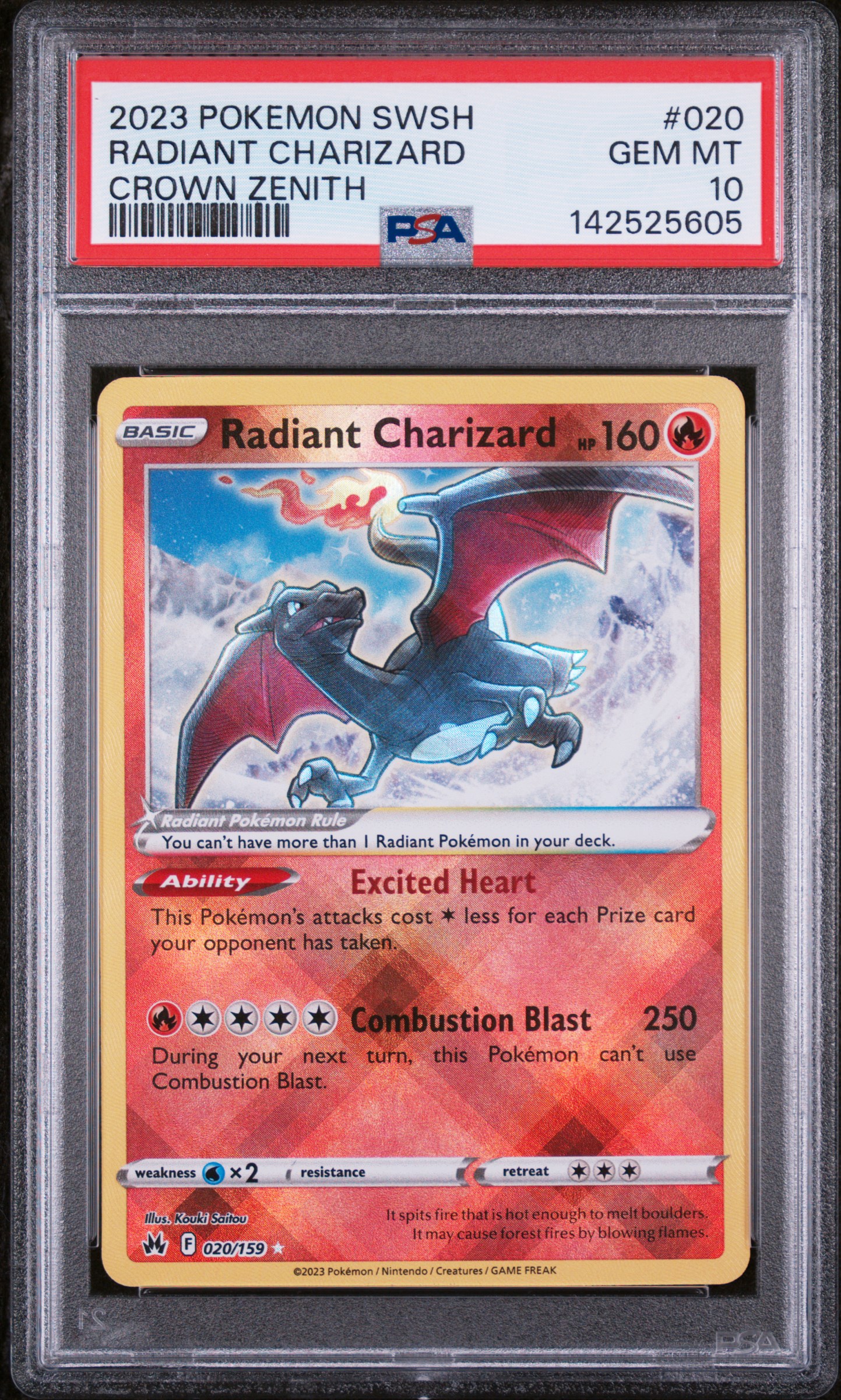 2023 #020 Radiant Charizard PSA 10 Sword And Shield Crown Zenith