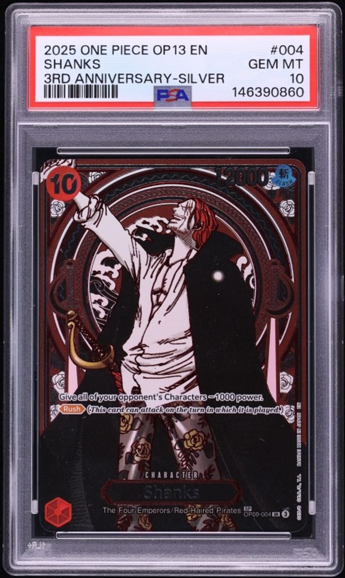 2025 #OP09-004 Silver SP SR Shanks PSA 10 One Piece Carrying On His Will 3rd Anniversary