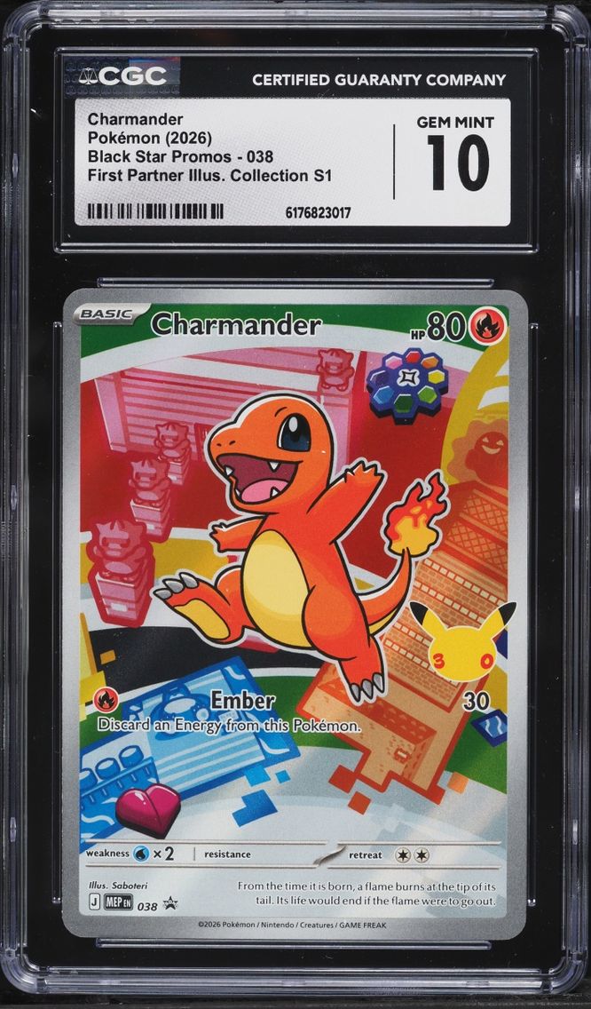 2026 Pokemon Mega Evolution Promo First Partner Illustration Full Art Charmander #38 CGC 10 GEM