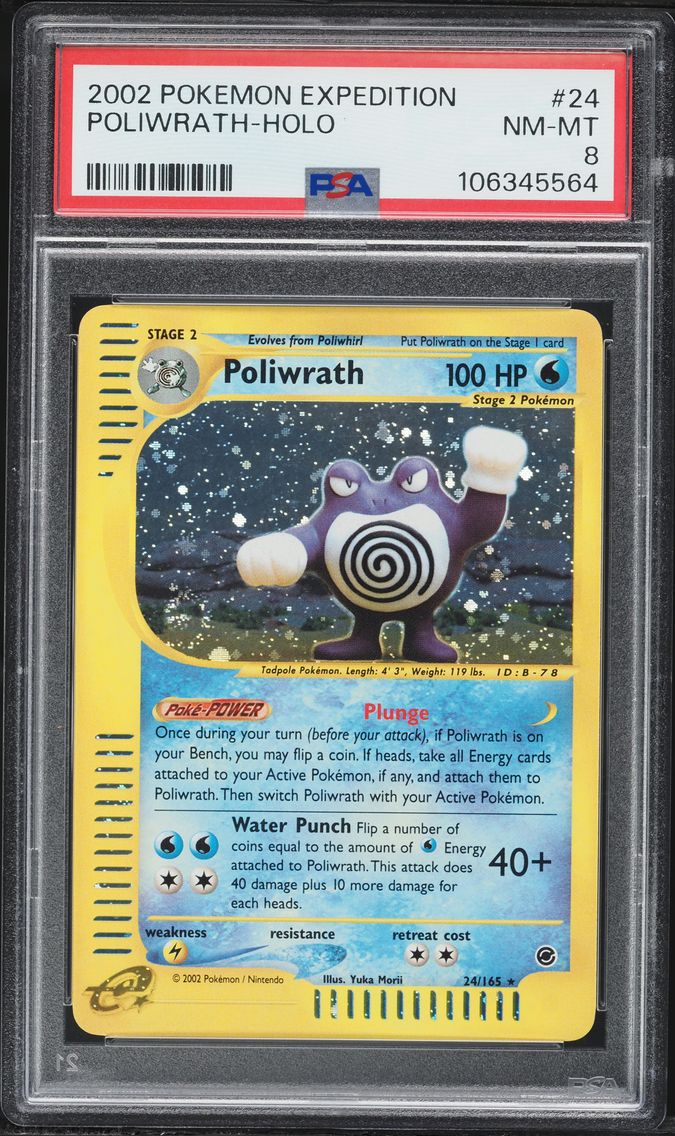 2002 #24 Poliwrath-Holo PSA 8 Expedition Pokemon