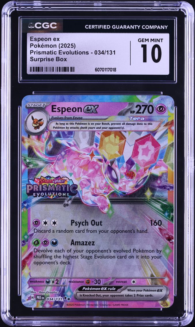 2025 #034 Espeon EX CGC 10 Pre EN-Prismatic Evolutions Pokemon