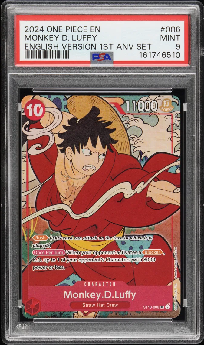 2024 #006 MONKEY D. LUFFY PSA 9 One Piece English Version 1st Anniversary Set
