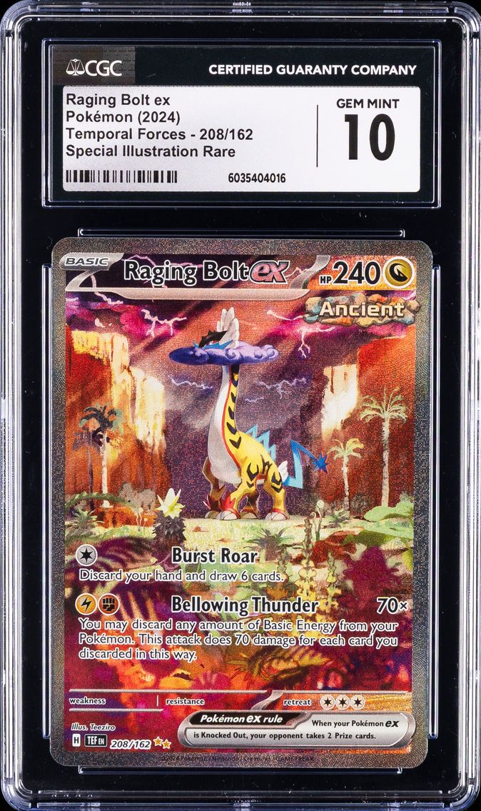 2024 #208 Raging Bolt EX CGC 10 Tef EN-Temporal Forces Pokemon