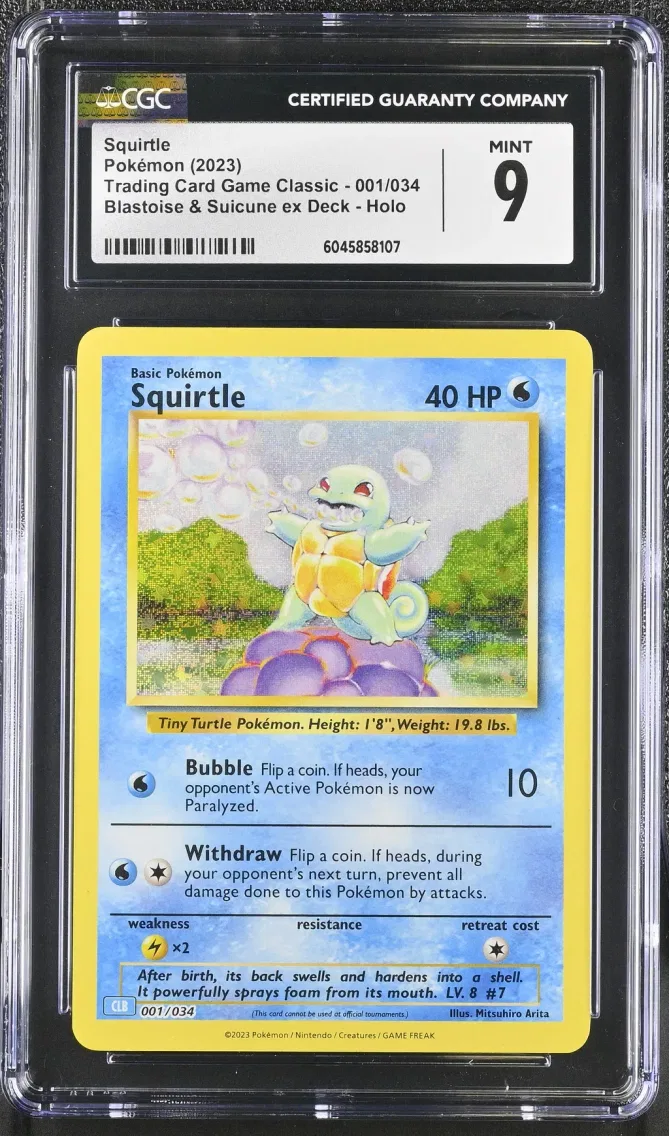 2023 #001 Squirtle CGC 9 Trading Card Game Classic - CLV, CLC, CLB - English