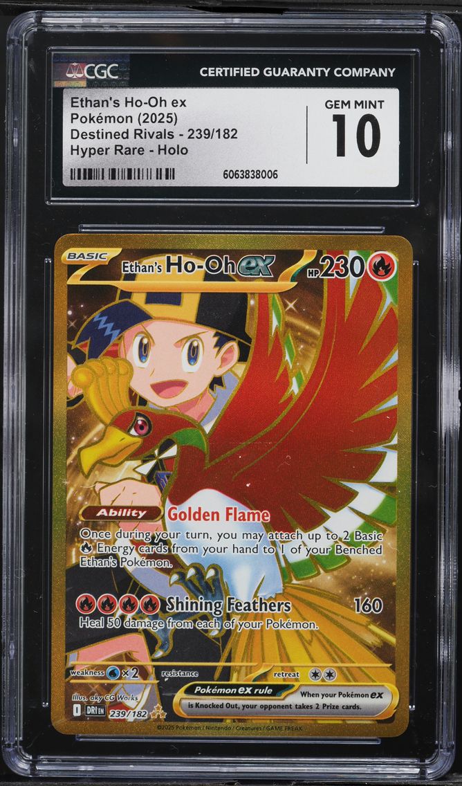 2025 #239 Ethan's HO-Oh EX CGC 10 Dri EN-Destined Rivals Pokemon