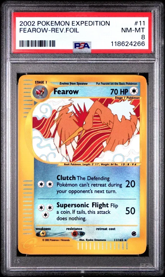2002 Pokemon Expedition Fearow-Reverse Foil pedition #11 PSA 8